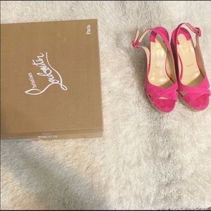 Pink Suede Christian Louboutin Wedges